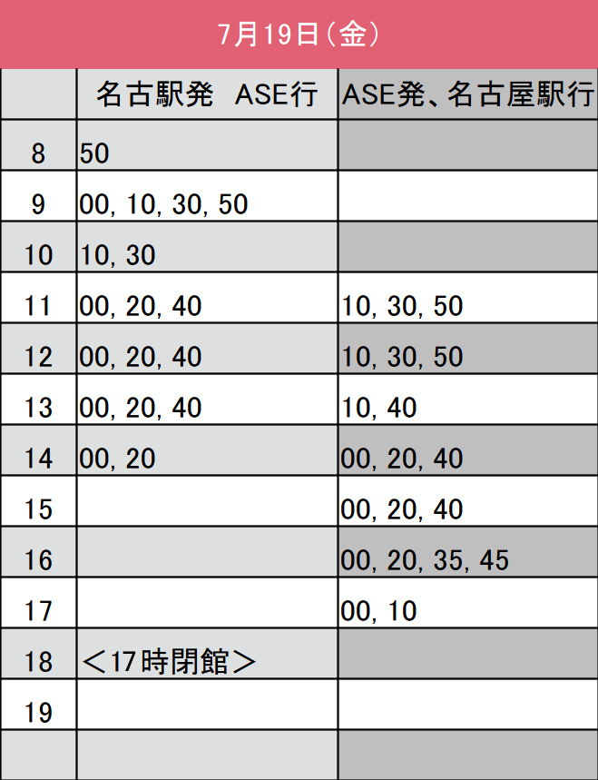 7月7日時刻表