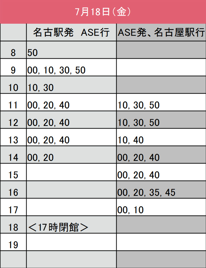 7月7日時刻表